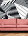 Papier Peint Triangles - Lignes Noires Et Blanches