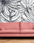 Papier Peint Feuillage Tropical - Noir Et Blanc