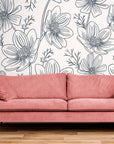 Papier Peint Noir Et Blanc - Mur De Fleurs