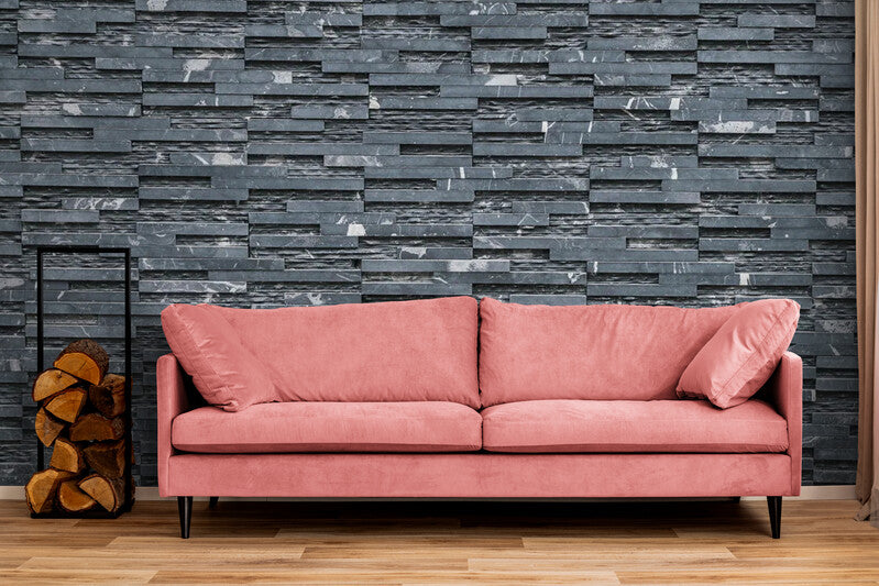 Papier Peint Imitation - Mur De Parement Gris Foncé
