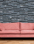 Papier Peint Imitation - Mur De Parement Gris Foncé
