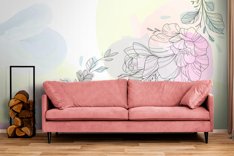 Pastel Wallpaper - Sketched Flowers