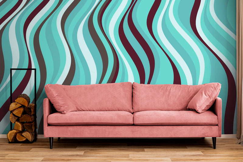 Papier Peint Art &amp; Déco - Vagues Turquoise