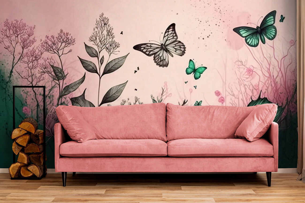 Foliage Wallpaper - Butterflies and Poetic Nature