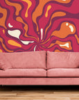 Papier Peint Abstrait - Hypnotique rouge et rose