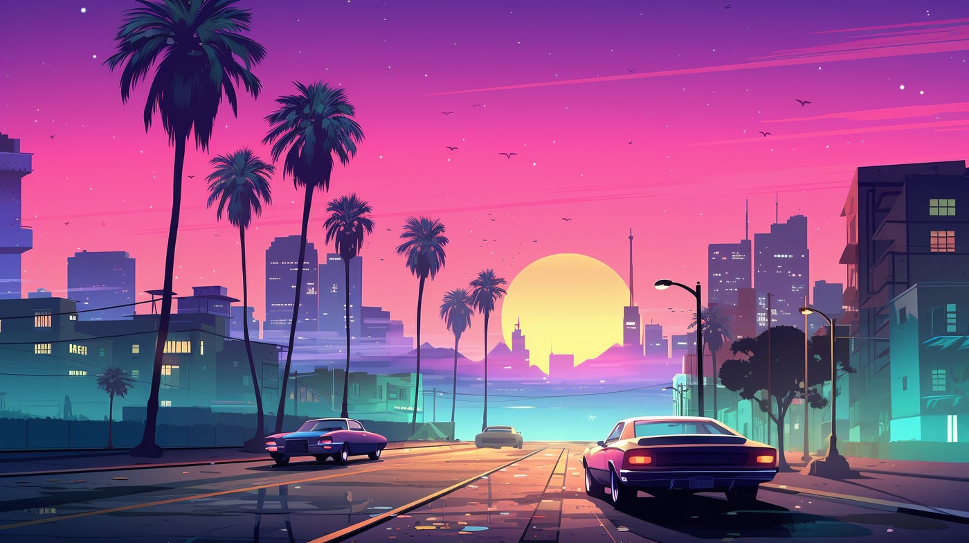 Retro Wallpaper - City Sunset