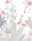 Papier Peint Tropical – Flamants Roses et Feuillage Pastel
