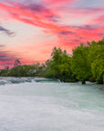 Papier peint cascades - rivière au coucher du soleil