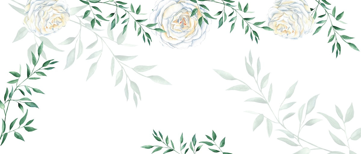 Papier peint fleuri - cadre de roses blanches