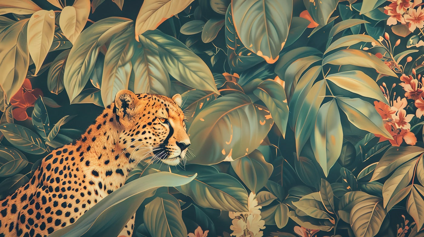 Savannah Wallpaper - Leopard and Lush Foliage