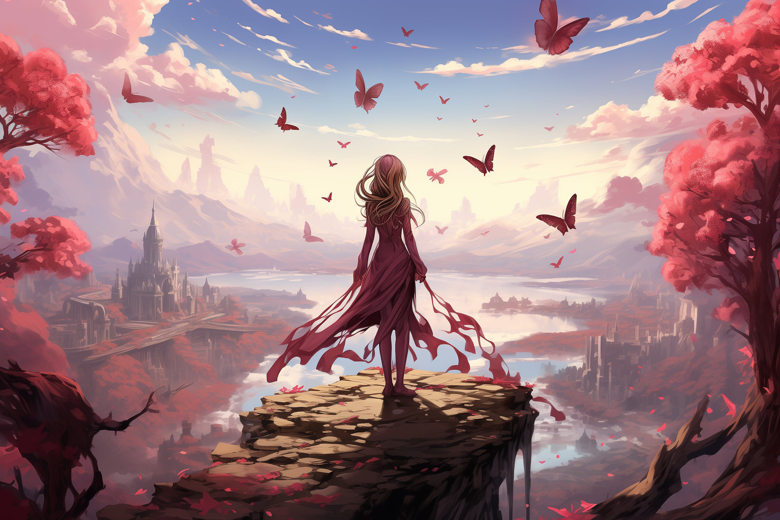 papier peint fantasy - envol des papillons