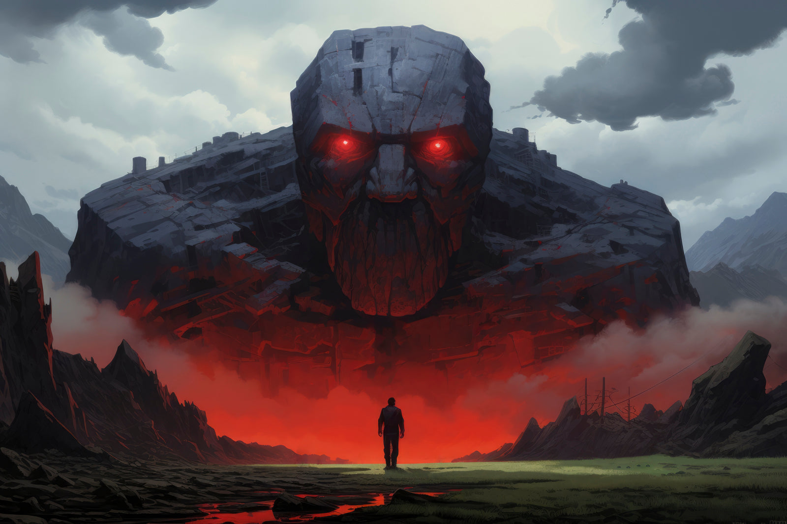 papier peint dark fantasy - titan de cendre