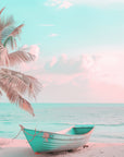 Tropical wallpaper – Palm tree and boat