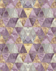 Papier peint géométrique - facettes de diamants violet et or