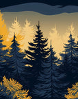 Papier Peint Illustration - Forêt De Sapins Sombre