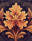 Papier peint baroque - fleurs dorées et fond sombre d'antan
