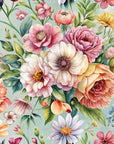 Papier peint fleuri - bouquet d'antan coloré