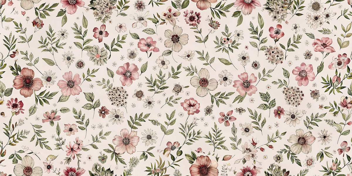Papier peint fleuri - petites fleurs vintage