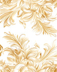 Papier peint baroque - grands rinceaux dorés sur fond blanc