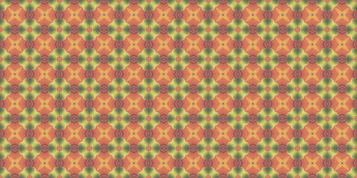 Papier peint rétro - rosaces graphiques orange et marron