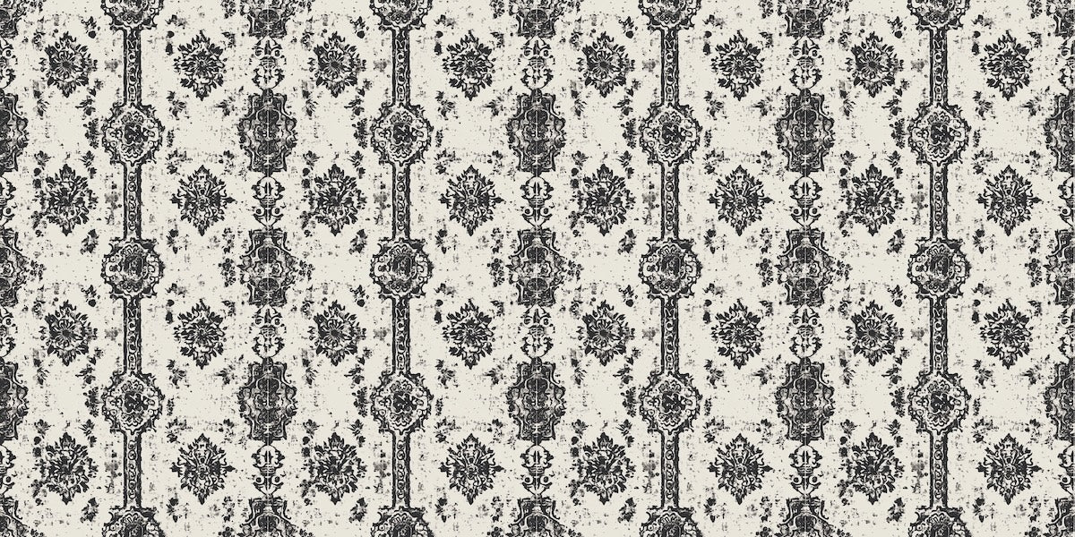 Papier peint rétro - damas géométrique gris et blanc