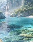 Papier peint cascades - lagon turquoise de montagne