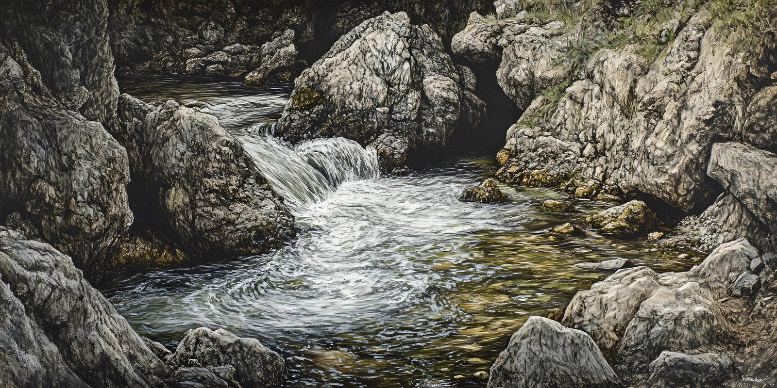 Papier peint cascades - torrent des gorges rocheuses