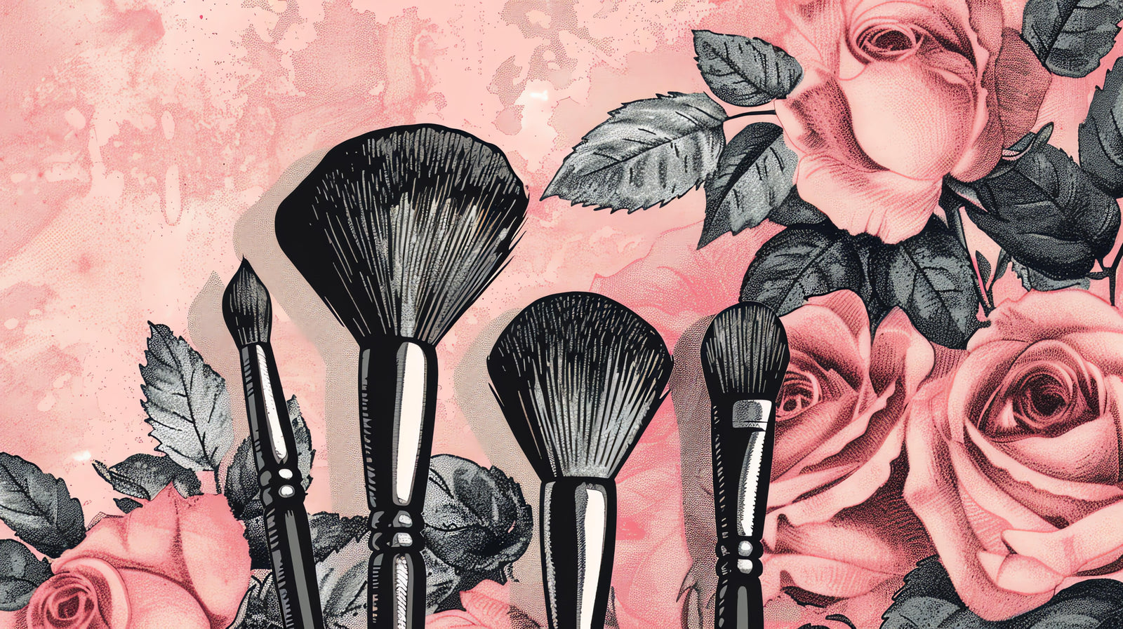 Papier peint beauté – Pinceaux floraux vintage