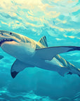 Papier peint animaux - requins bleus au cœur de l'océan