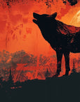 Papier peint animaux - loup noir hurlant à la lune géante