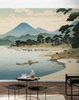 Papier Peint Japonais - Paysage De Lac Et Montagnes