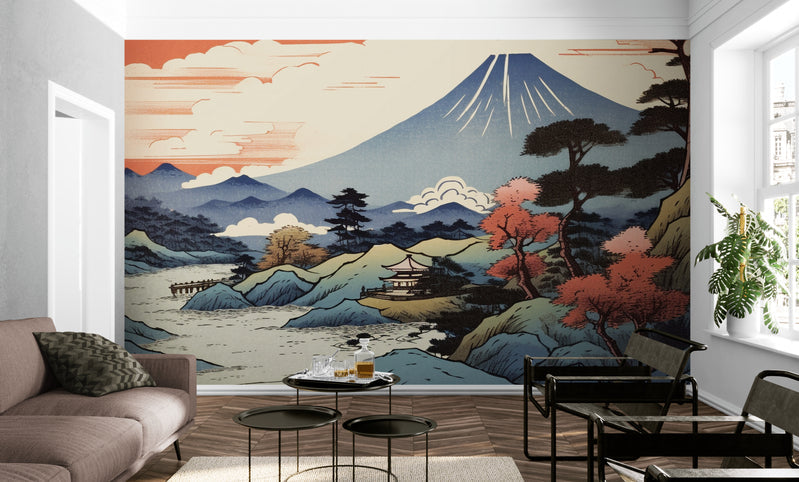 Papier Peint Japonais - Montagnes En Automne