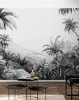 Papier Peint Tropical - Plantes Exotiques Noir Et Blanc