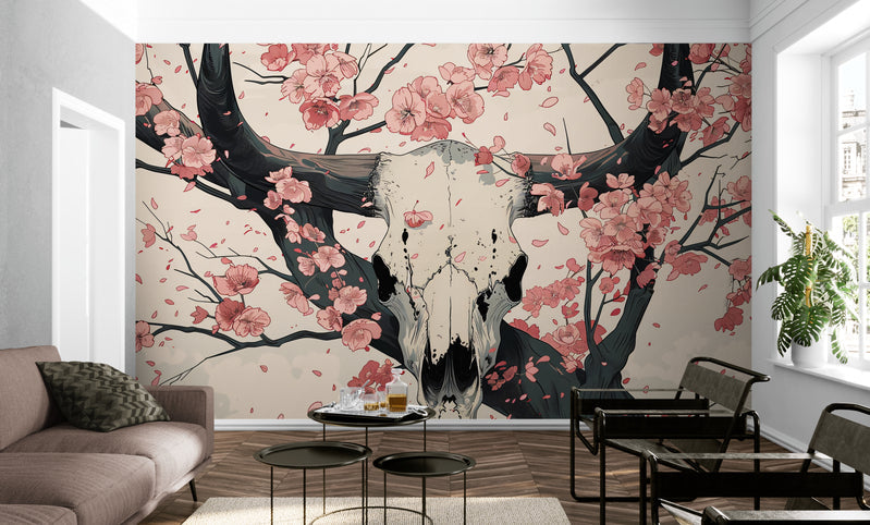 Papier Peint Japonais - Crane Et Cerisier