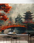 Papier Peint Japonais - Temple Et Montagne