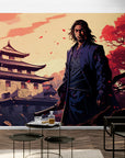 Papier Peint Japonais - Samouraï Et Temple