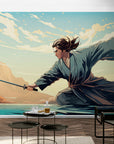 Papier Peint Japonais - Samouraï Dans L’eau