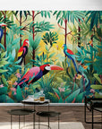 Papier Peint Jungle - Oiseaux Exotiques