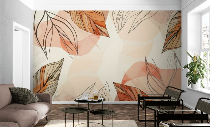 Papier Peint Jungle - Feuillage Terracotta