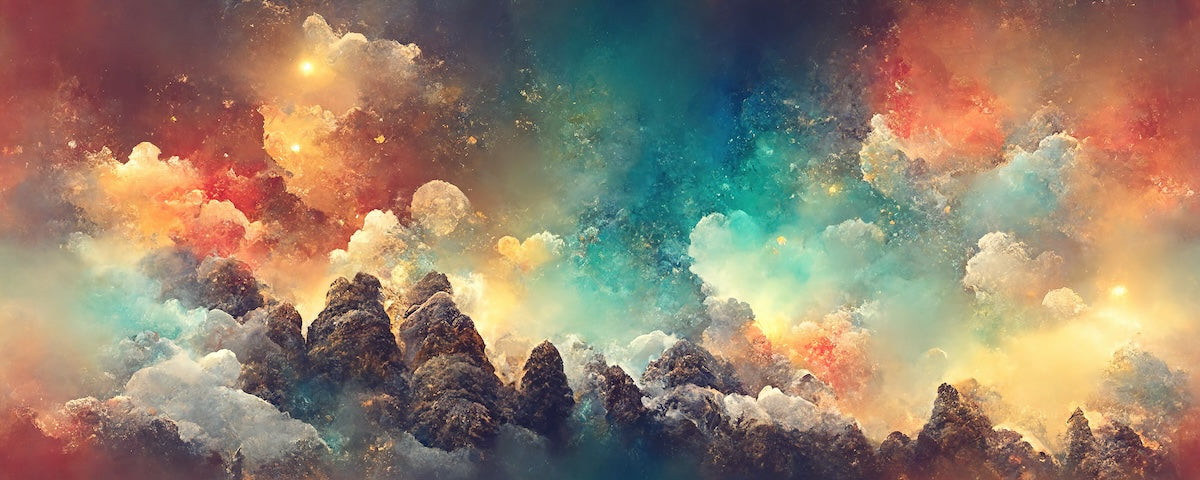 Nature wallpaper - multicolored clouds over mountains