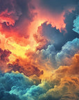 Papier peint nature - ciel d'orage aux reflets orange et bleus