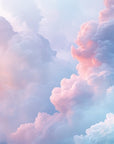 Papier peint nature - grands nuages roses et mauves