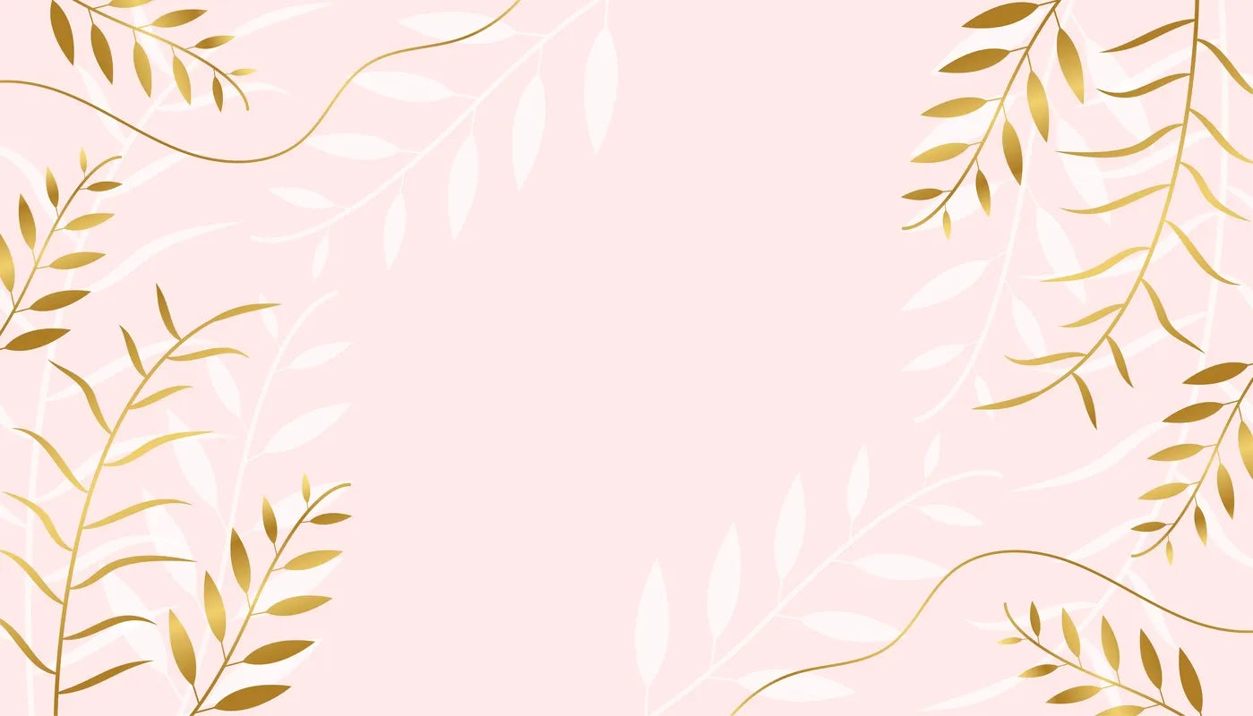 Floral Wallpaper - Golden Branches on a Pink Background