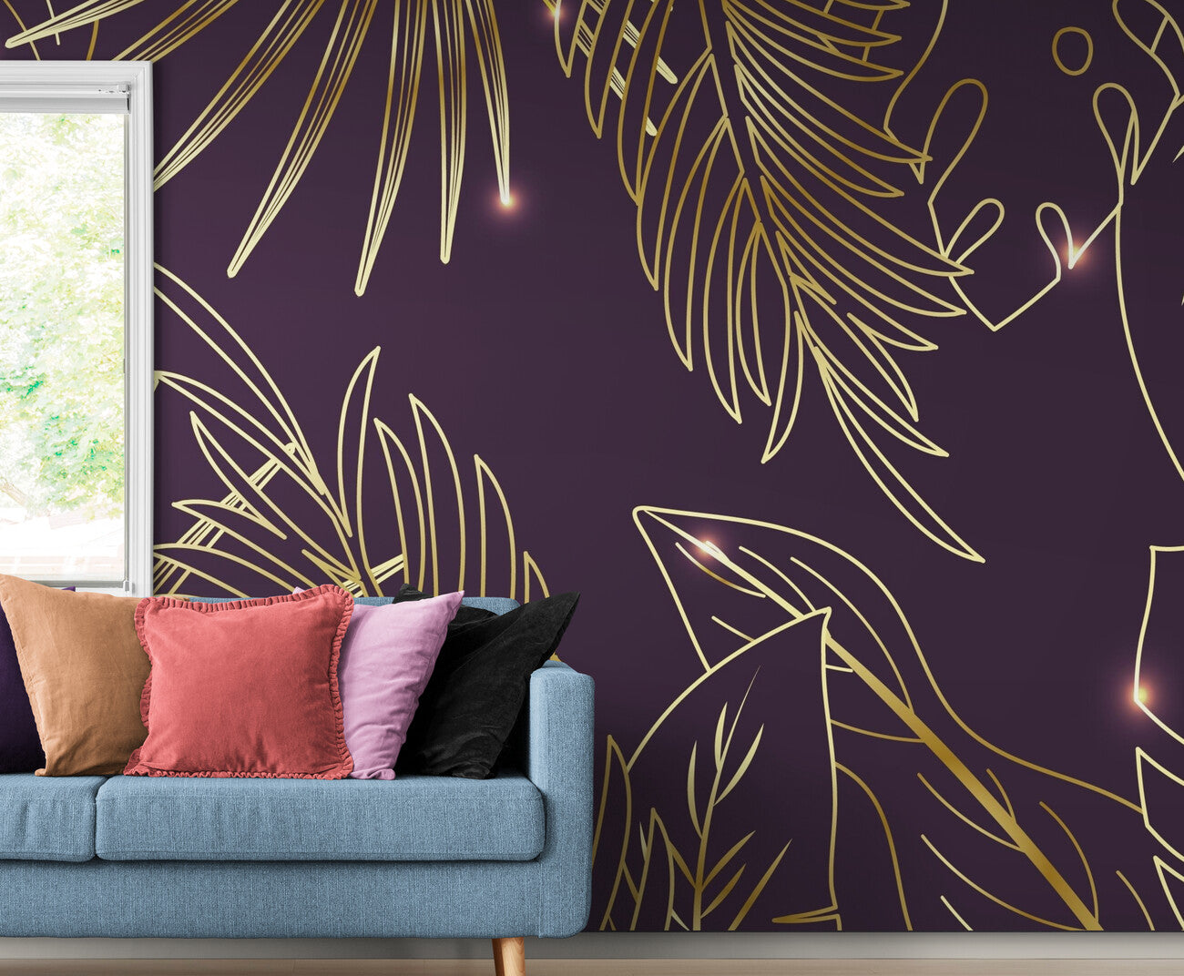 Tropical Wallpaper - Golden Palm Trees at Night