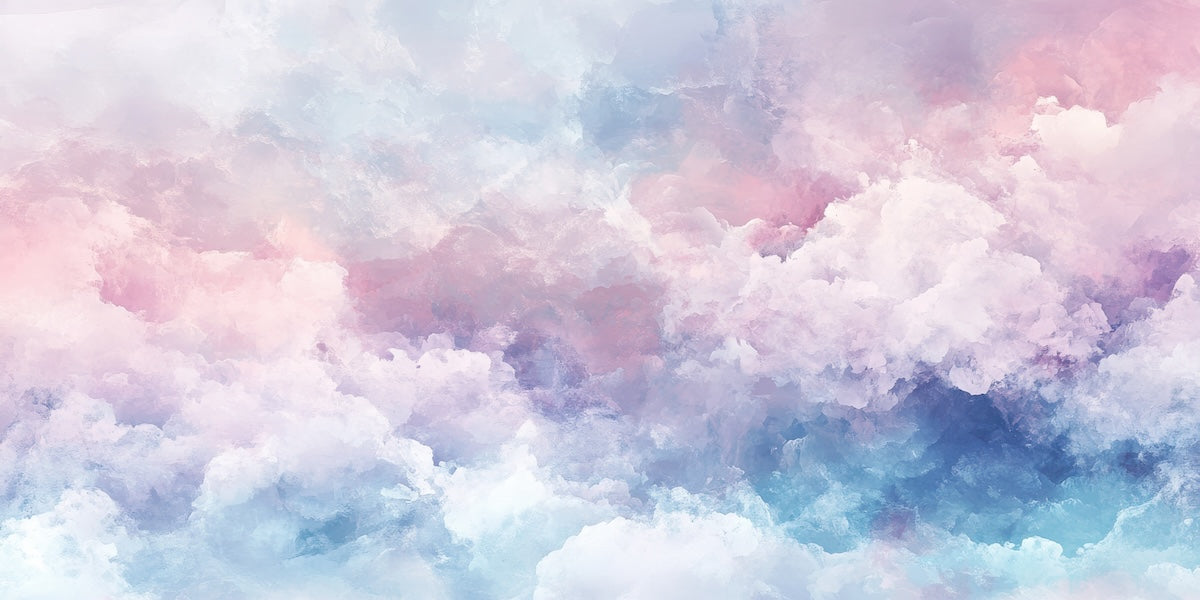Papier peint nature - grands nuages roses et violets