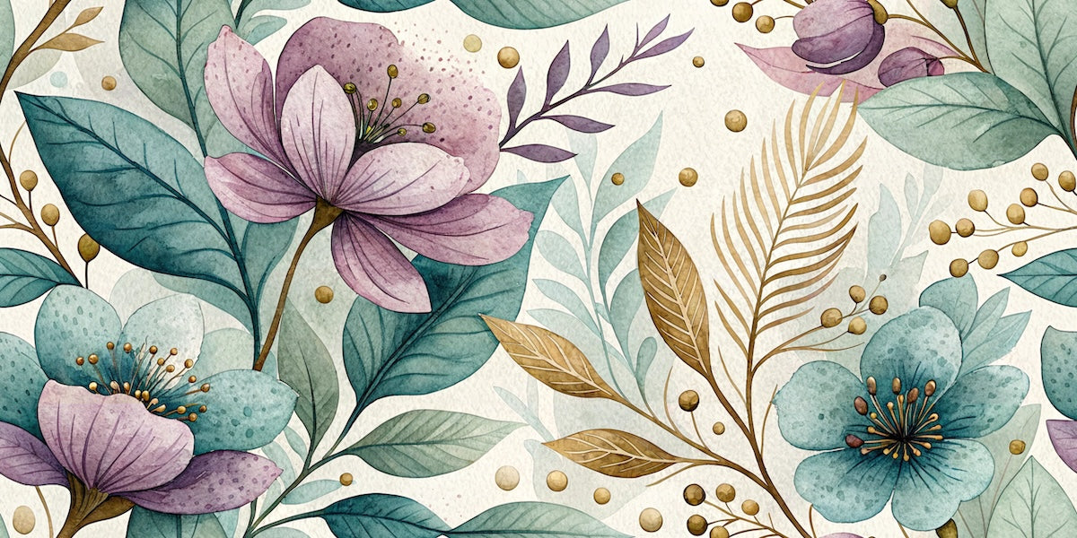Papier peint fleuri - grands lys aquarelle