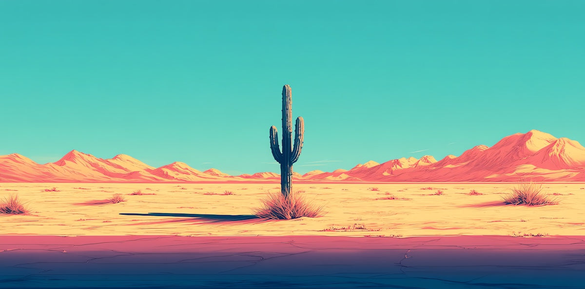 Papier peint déserts - grand cactus solitaire