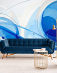 Papier Peint Abstrait - Bleu Et Blanc Moderne