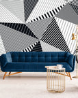Papier Peint Triangles - Lignes Noires Et Blanches