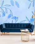 Papier Peint Design - Feuillage Bleu